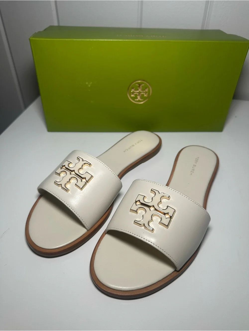 Tory Burch New Ivory Everly Slides